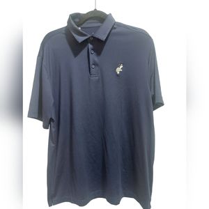 Under Armour Mens Loose Fit Polo Golf Shirt Size Large Navy Blue Turtle Logo GUC